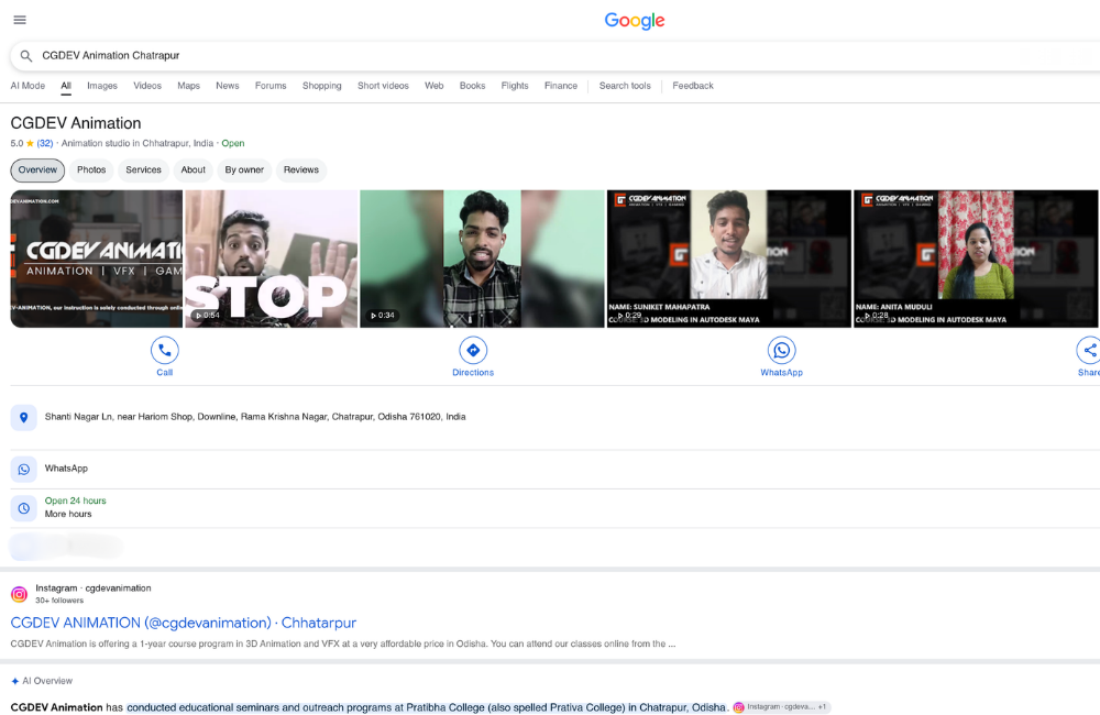 Optimized Local SEO & Google Business Profile for an Animation & VFX Academy